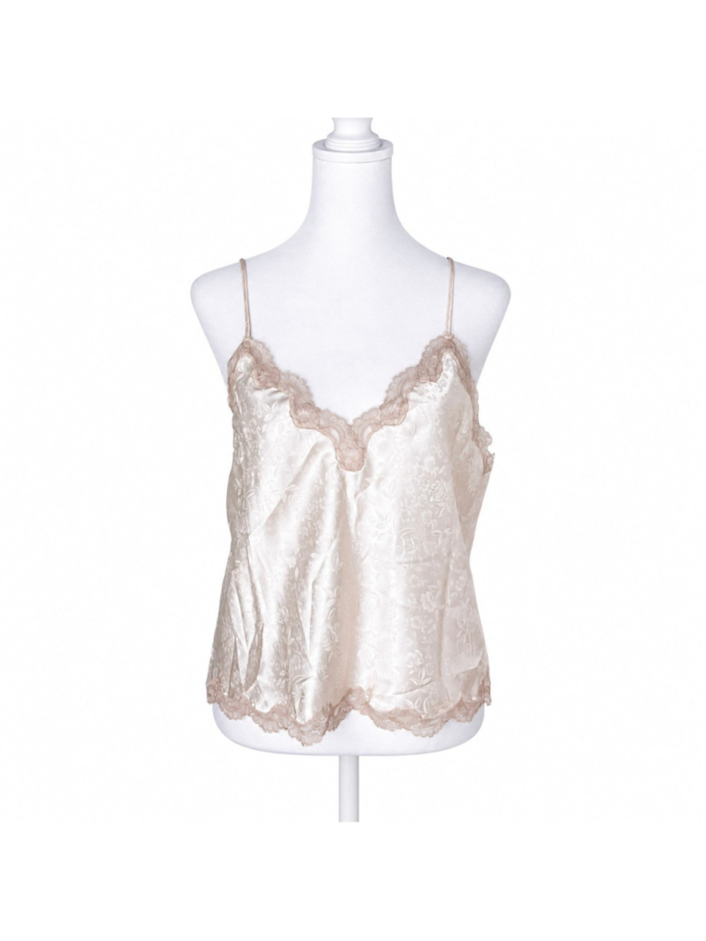 Vintage Christian Dior Camisole L Jaquard Satin Lace 80s Lingerie Coquette USA